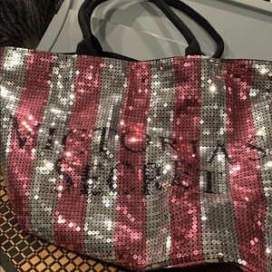Victoria's Secret Pink and Silver Sequin Tote